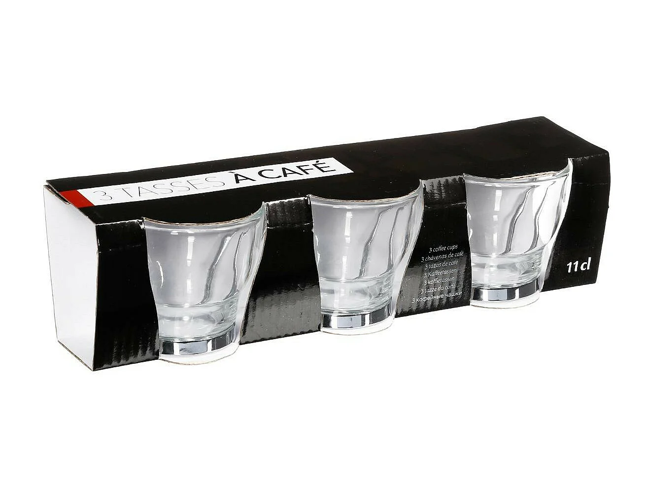 Lot de 3 Mugs en Verre "Abel" 11cl Transparent