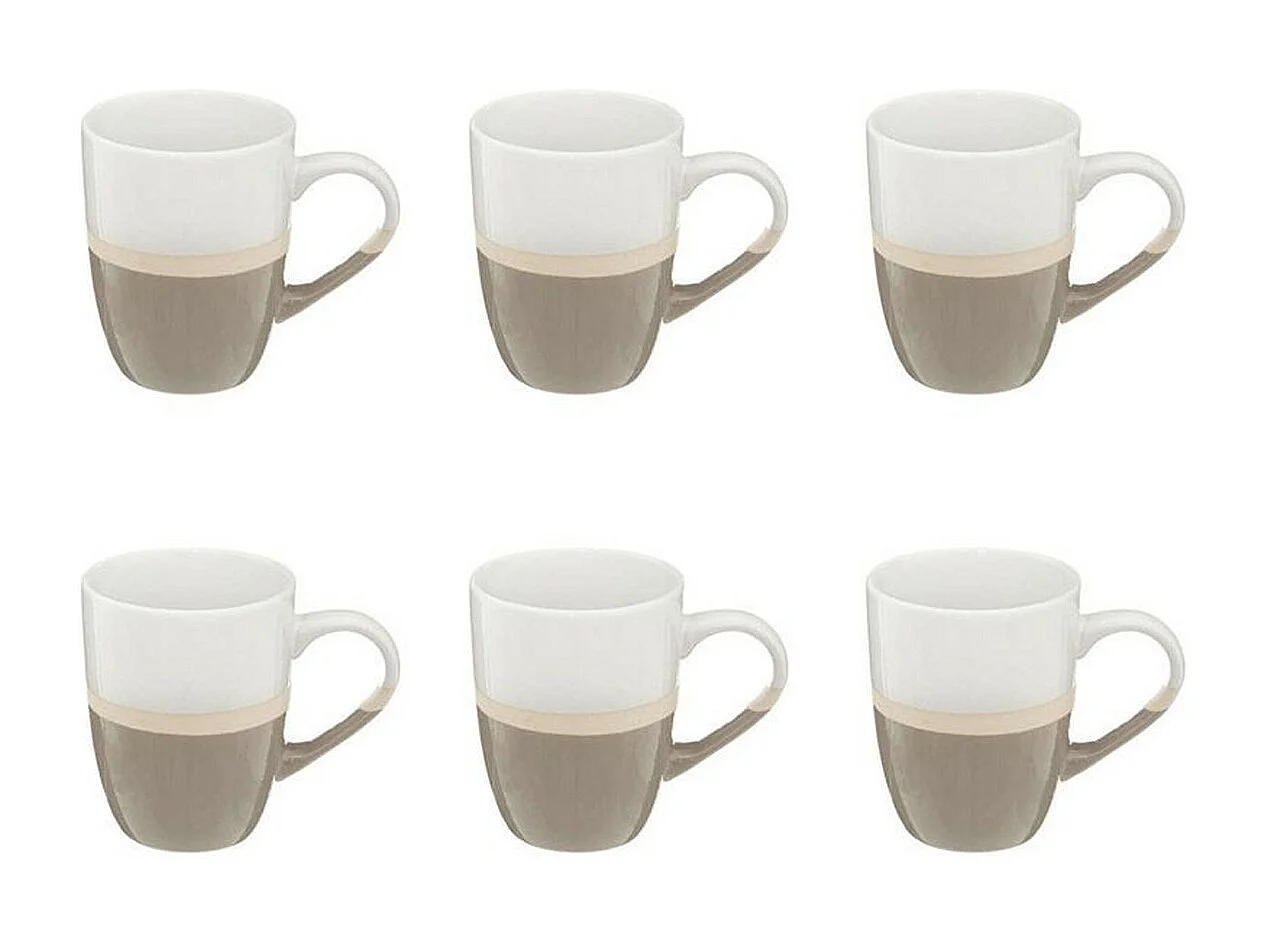 Lot de 6 Mugs Design "Sofia" 33cl Gris