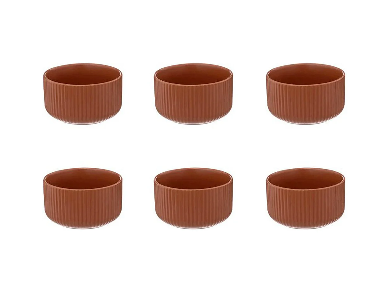 Lot de 6 Bols Ronds "Côtelé" 42cl Terracotta