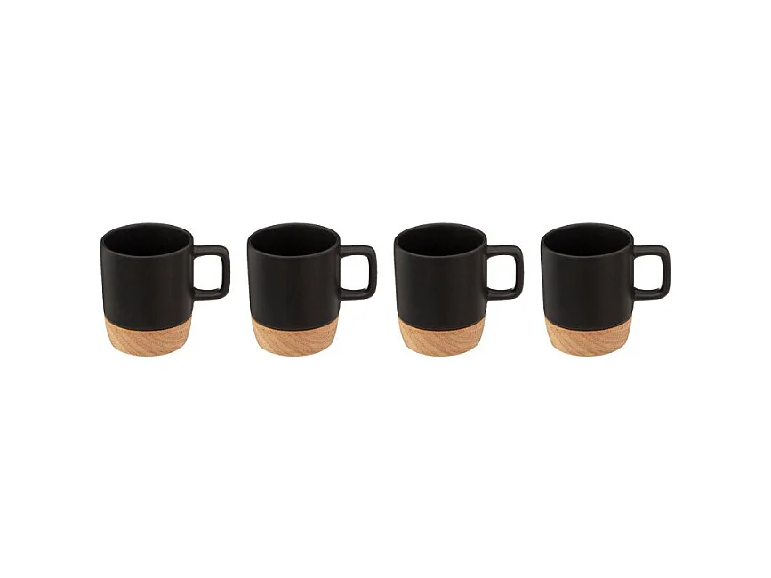 Lot de 4 Tasses à Café "Modern Wood" 12cl Noir