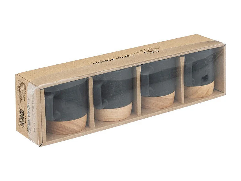 Lot de 4 Tasses à Café "Modern Wood" 12cl Noir