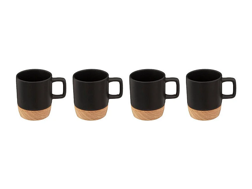 Lot de 4 Tasses à Café "Modern Wood" 12cl Noir