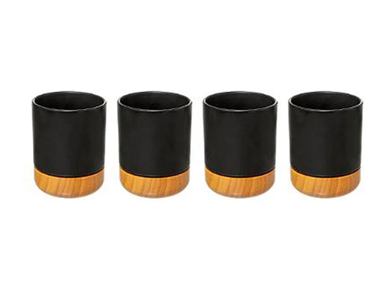 Lot de 4 Tasses à Café "Modern Wood" 12cl Noir