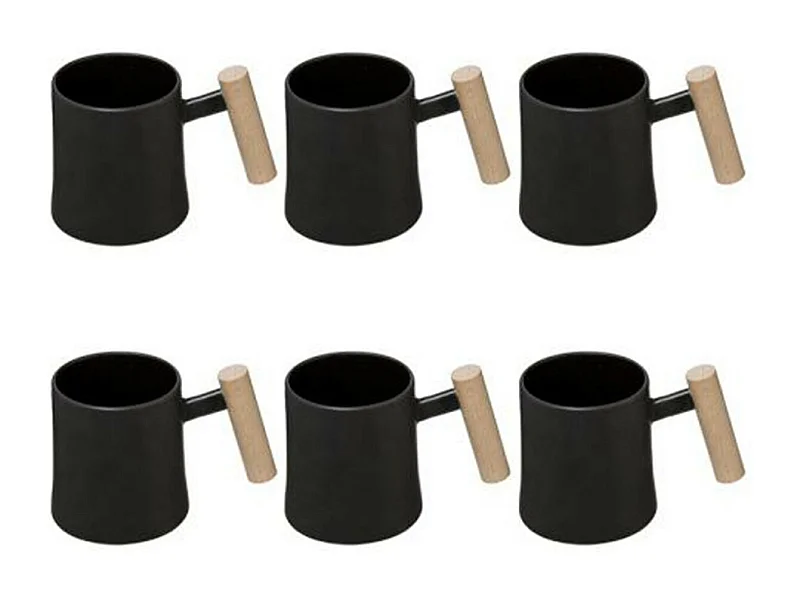 Lot de 6 Mugs Design "Tribecart" 37cl Noir