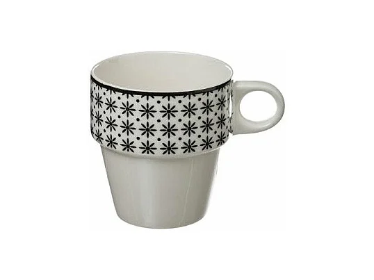 Lot de 4 Mugs sur Rack "Bohemia" 26cl Blanc