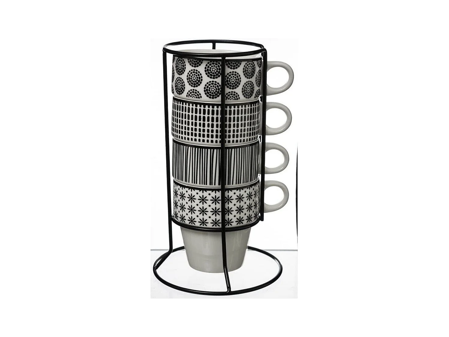 Lot de 4 Mugs sur Rack "Bohemia" 26cl Blanc