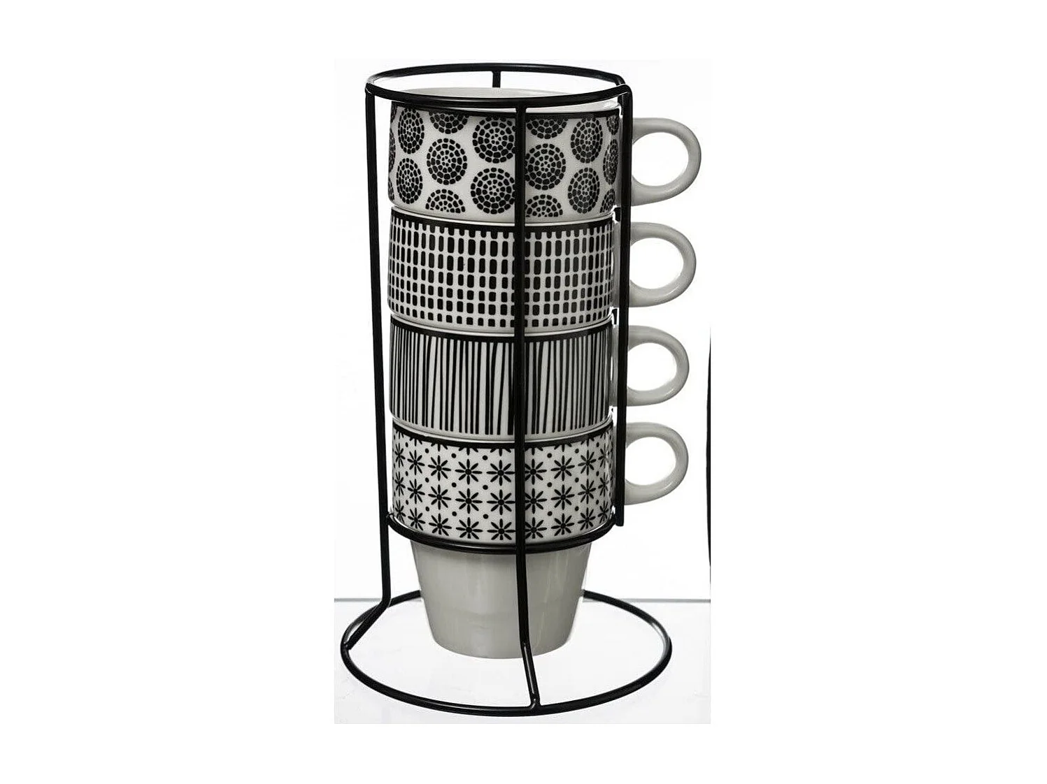 Lot de 4 Mugs sur Rack "Bohemia" 26cl Blanc