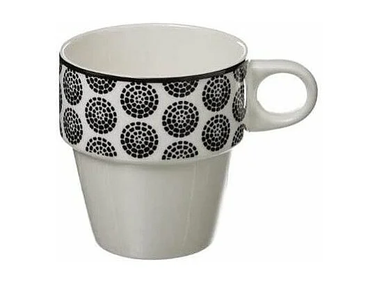 Lot de 4 Mugs sur Rack "Bohemia" 26cl Blanc