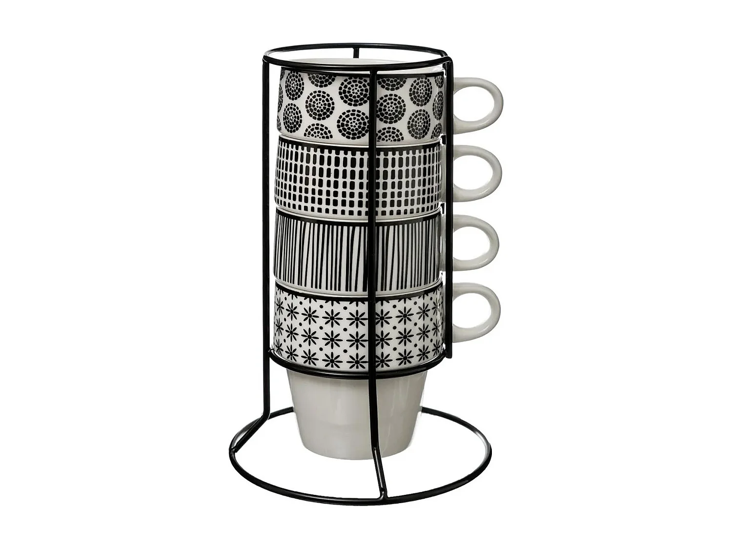 Lot de 4 Mugs sur Rack "Bohemia" 26cl Blanc