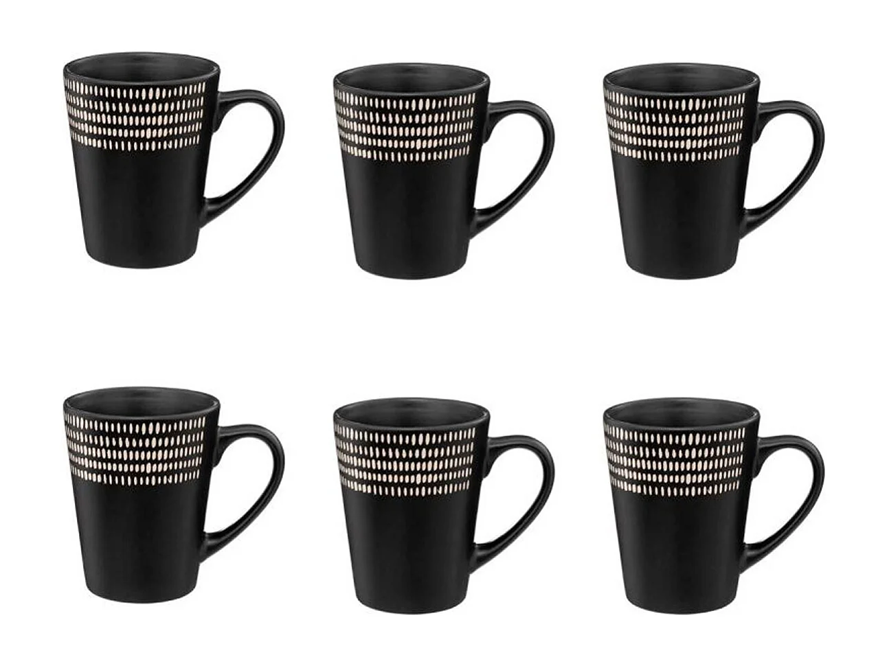 Lot de 6 Mugs "Ethnikaa" 32cl Noir