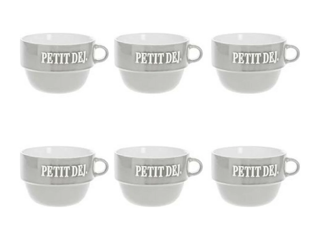 Lot de 6 Tasses en Faïence "Coloroma" 62cl Gris