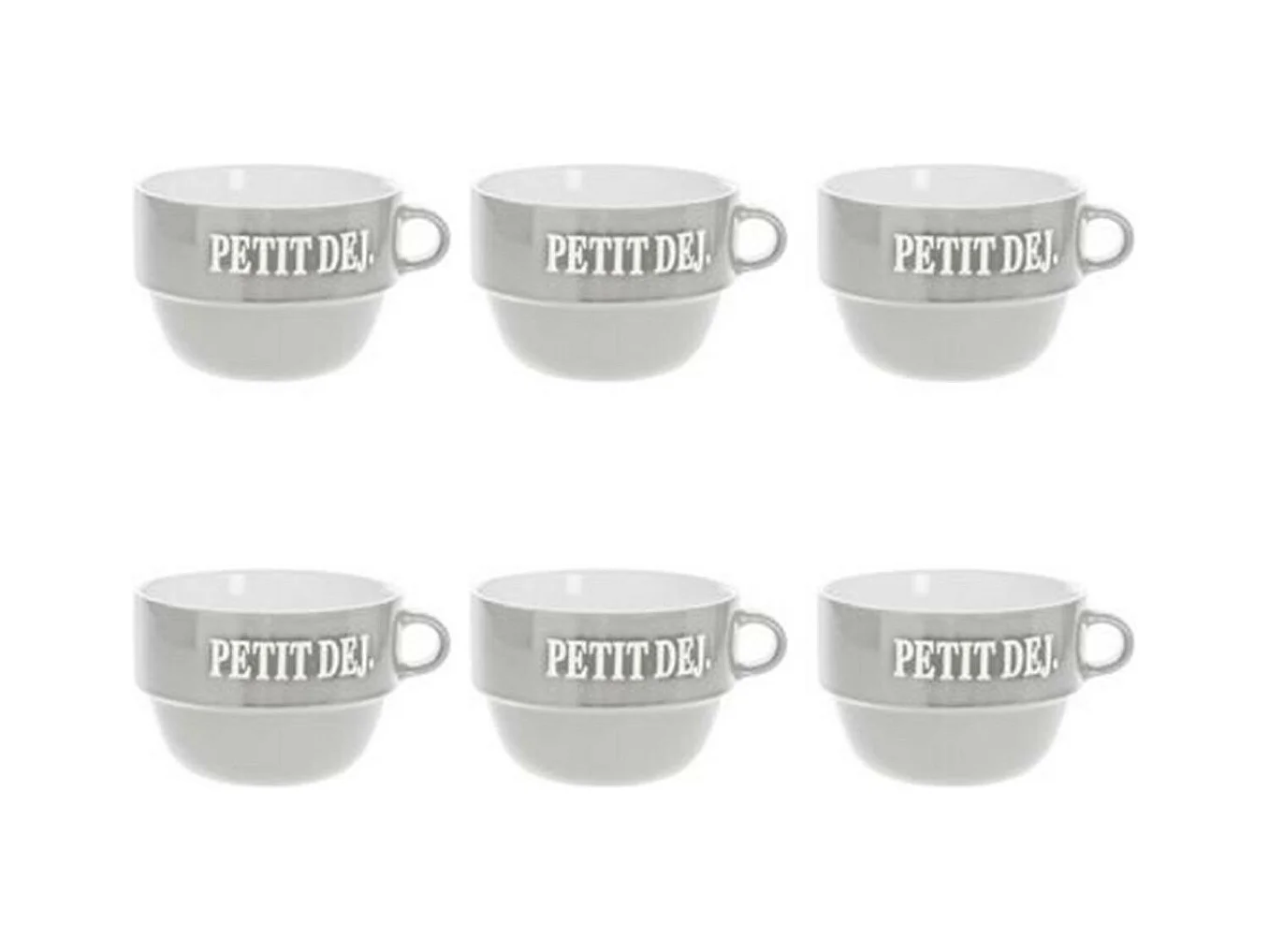 Lot de 6 Tasses en Faïence "Coloroma" 62cl Gris