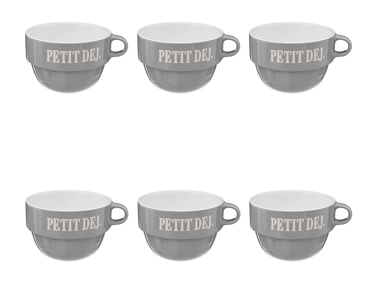 Lot de 6 Tasses en Faïence "Coloroma" 62cl Gris