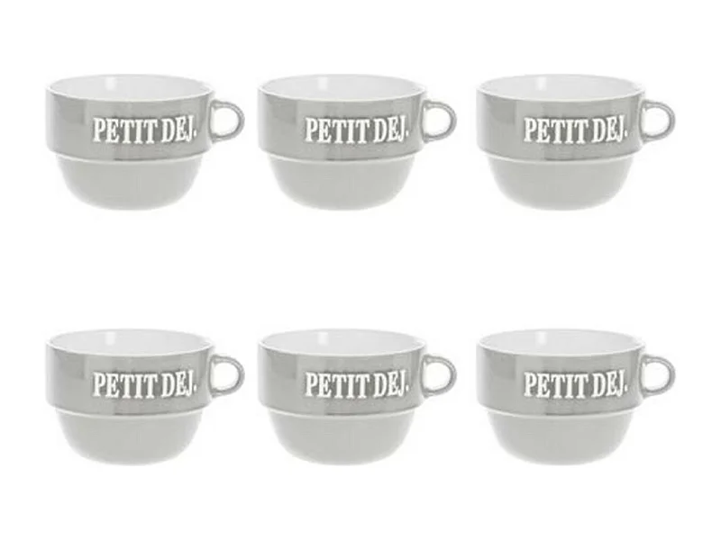 Lot de 6 Tasses en Faïence "Coloroma" 62cl Gris