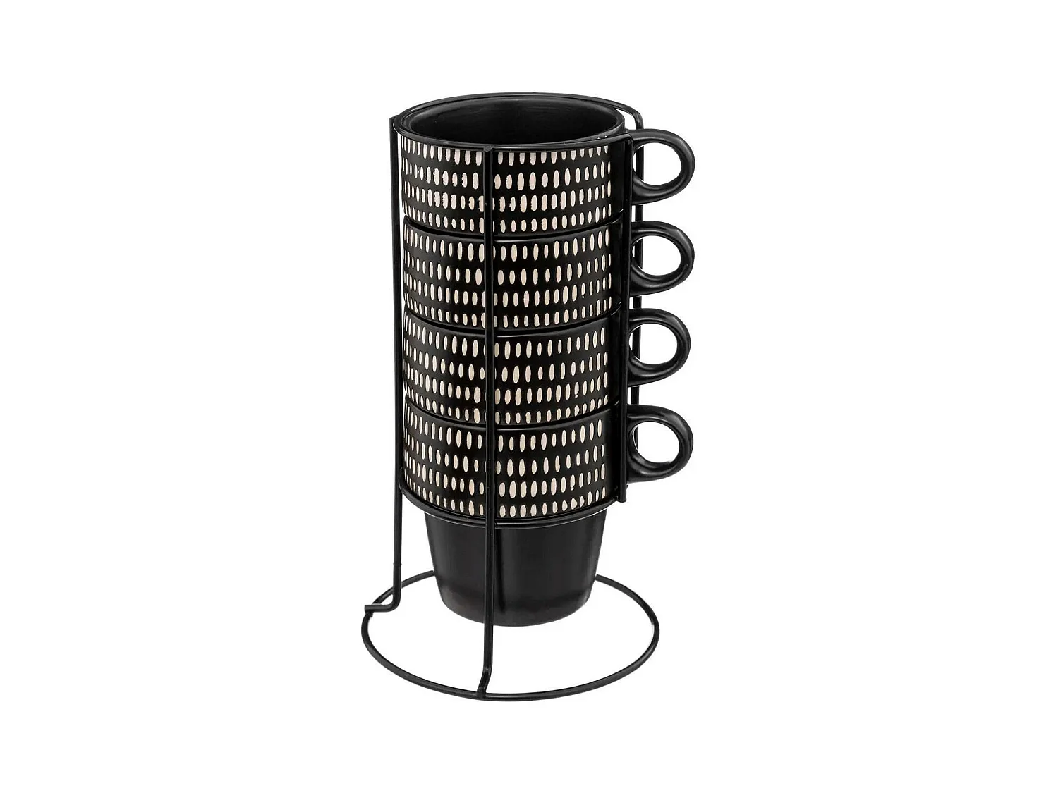 Lot de 4 Mugs sur Rack "Ethnikaa" 25cl Noir