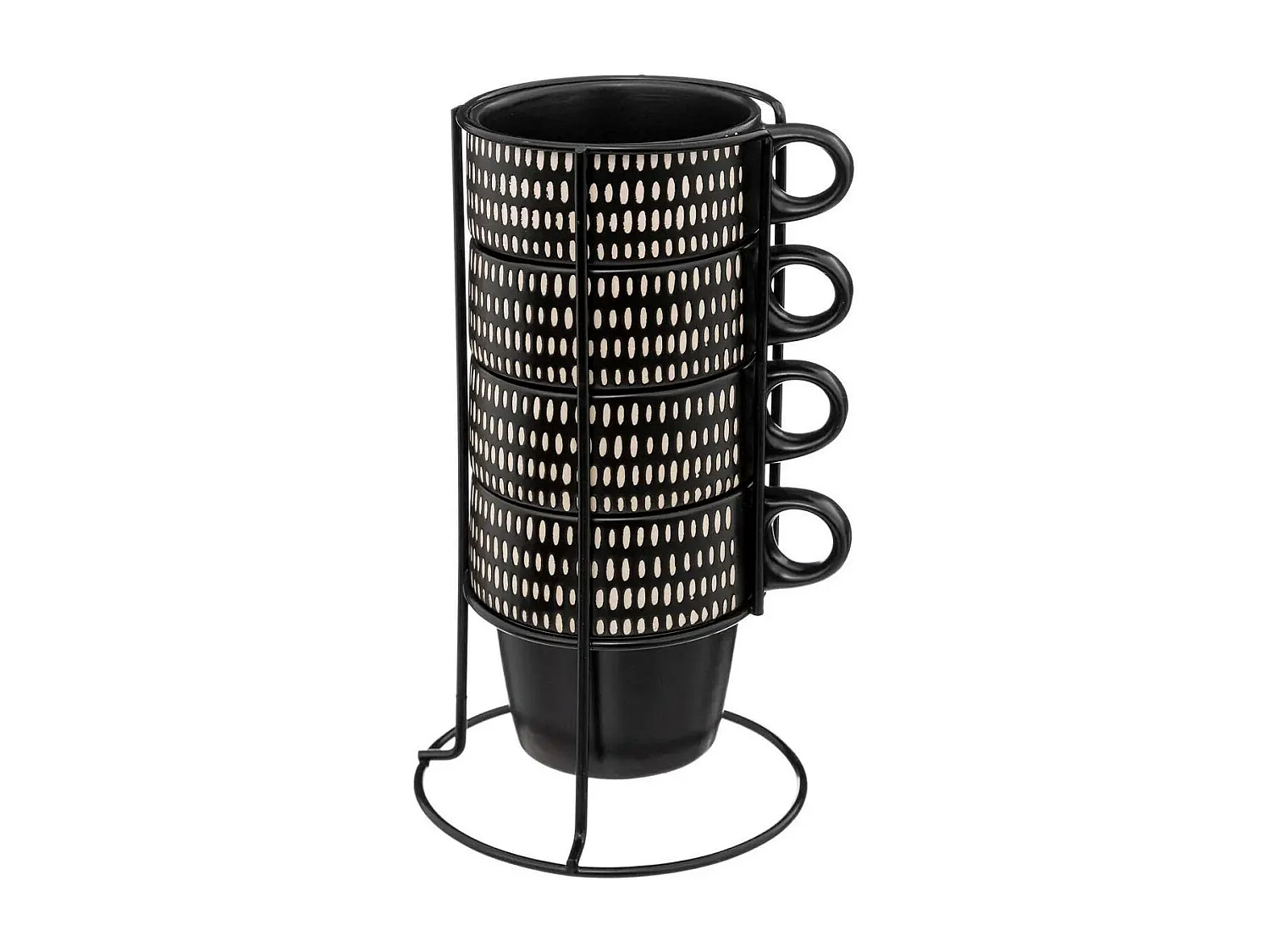 Lot de 4 Mugs sur Rack "Ethnikaa" 25cl Noir
