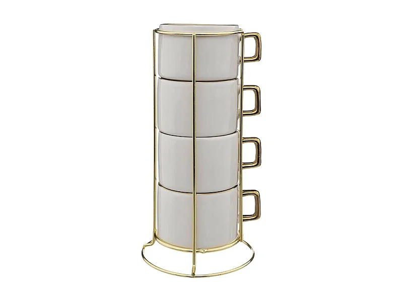 Lot de 4 Tasses sur Rack "Arya" 17cl Blanc