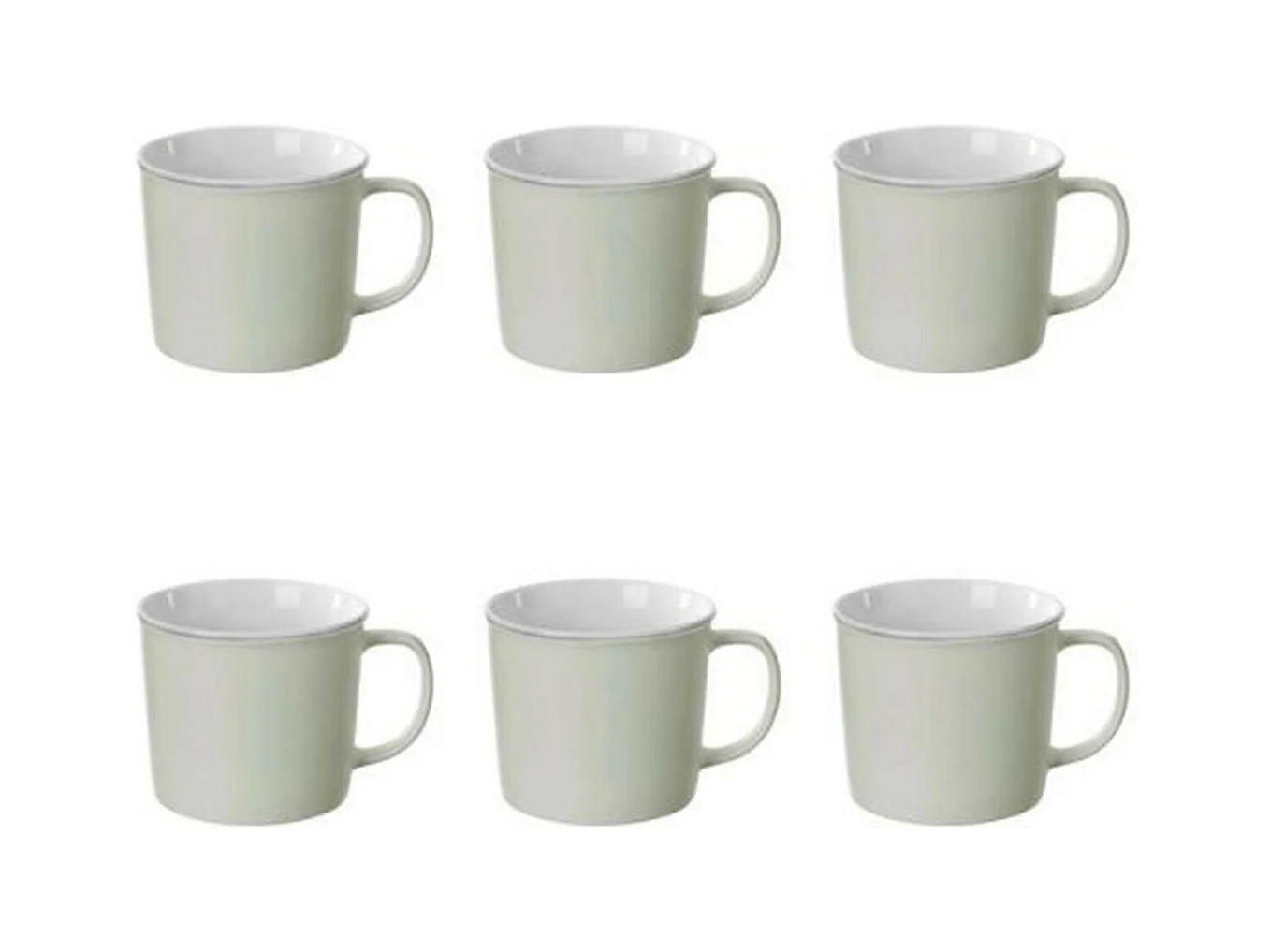 Lot de 6 Mugs en Porcelaine "Nature" 38cl Menthe