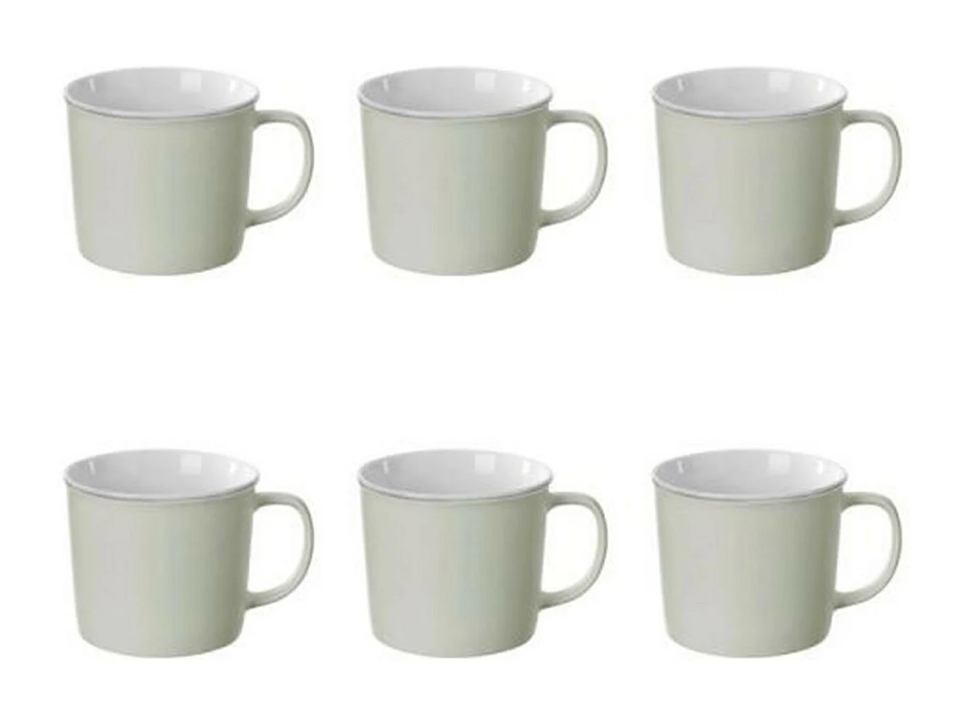 Lot de 6 Mugs en Porcelaine "Nature" 38cl Menthe