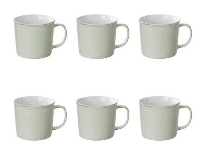 Lot de 6 Mugs en Porcelaine "Nature" 38cl Menthe
