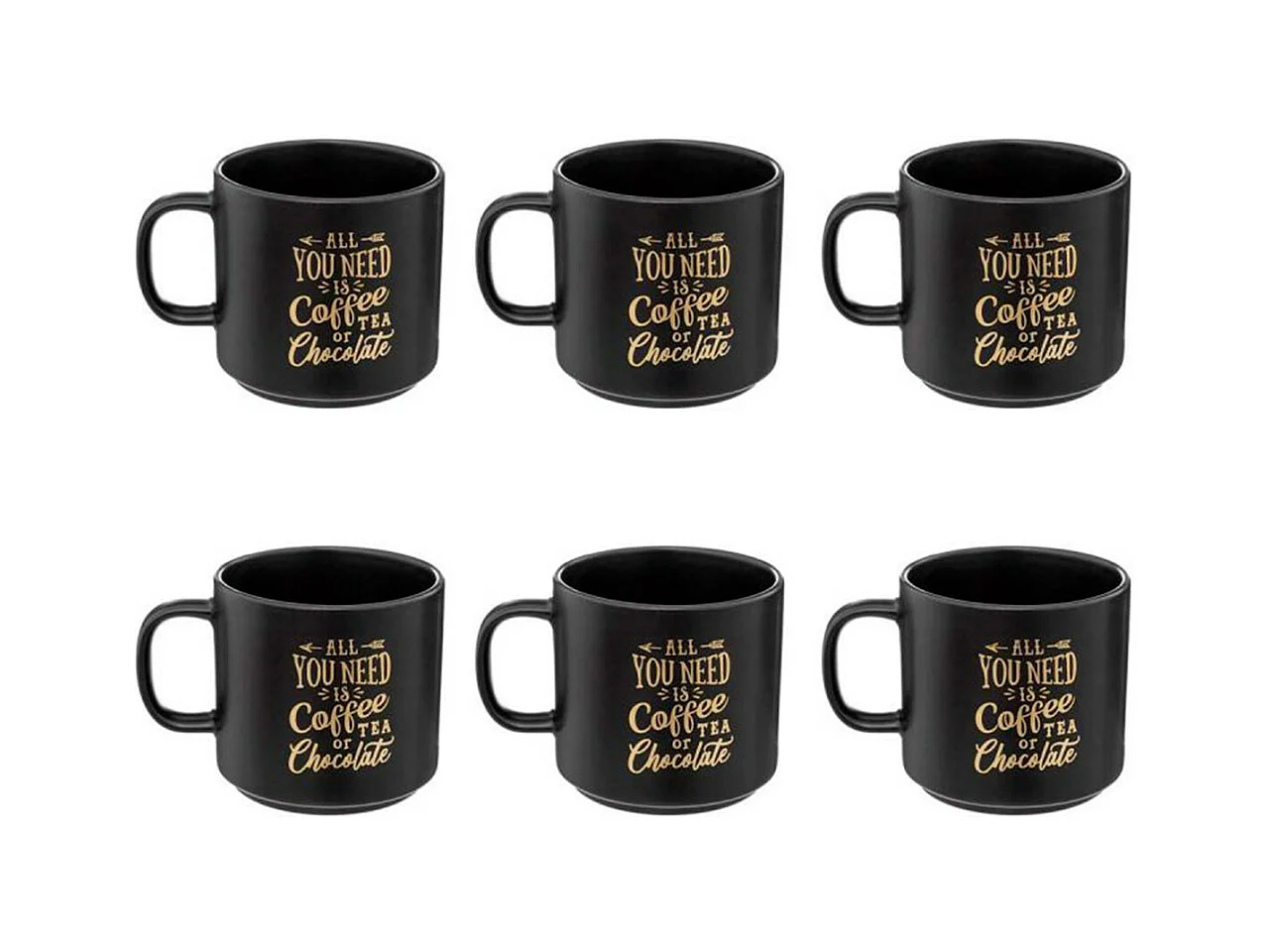 Lot de 6 Mugs "Deep Soul" 45cl Noir