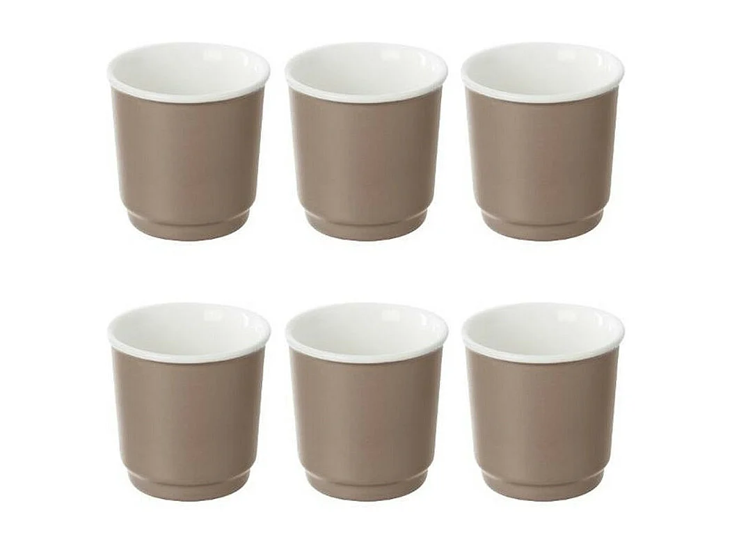 Lot de 6 Tasses à Café "Nature" 9cl Taupe