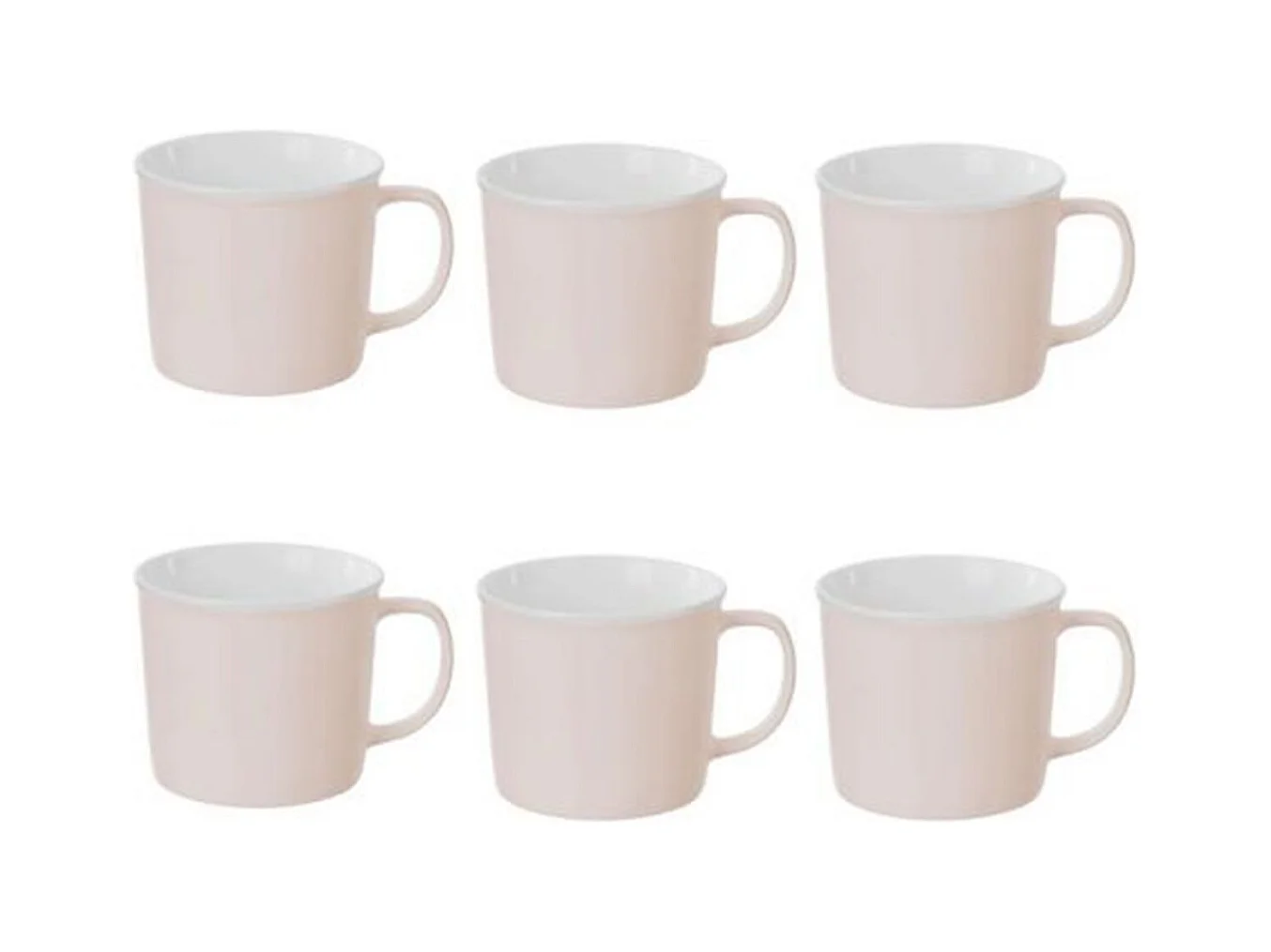 Lot de 6 Mugs en Porcelaine "Nature" 38cl Rose