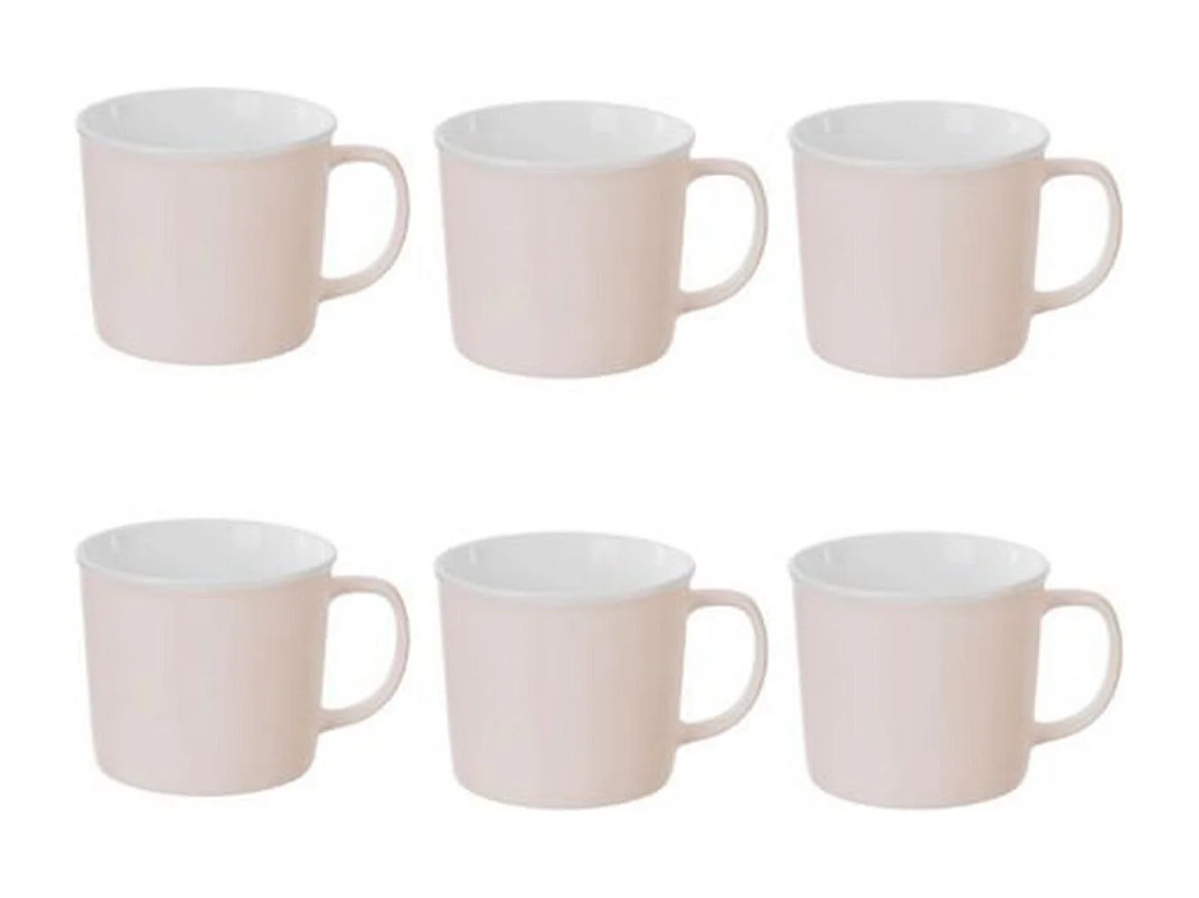 Lot de 6 Mugs en Porcelaine "Nature" 38cl Rose