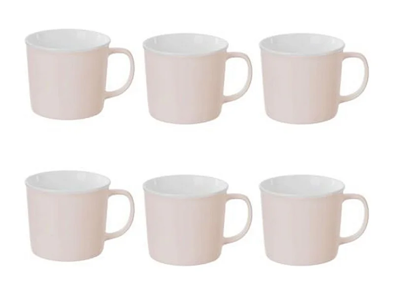 Lot de 6 Mugs en Porcelaine "Nature" 38cl Rose