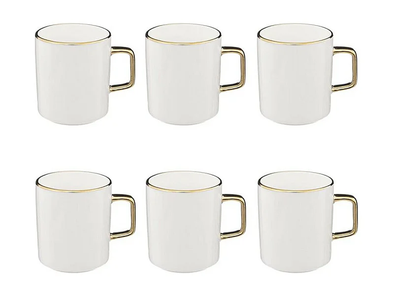 Lot de 6 Mugs en Porcelaine "Arya" 35cl Blanc