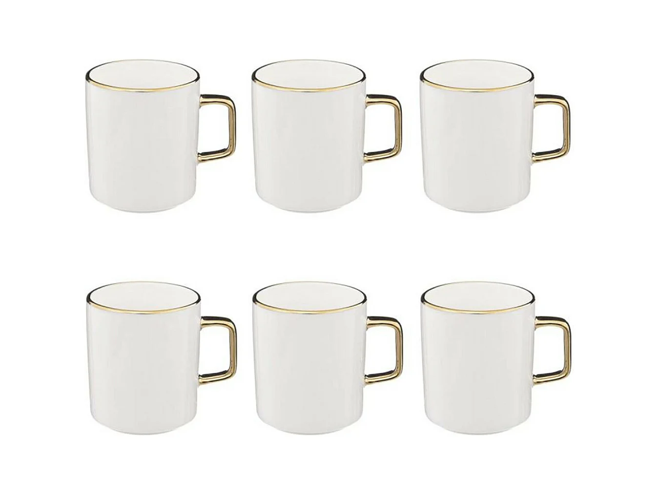 Lot de 6 Mugs en Porcelaine "Arya" 35cl Blanc