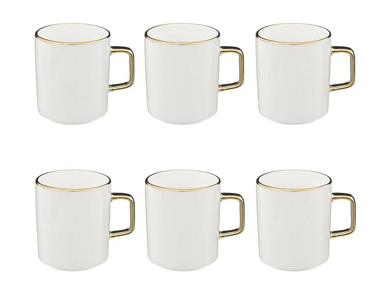 Lot de 6 Mugs en Porcelaine "Arya" 35cl Blanc
