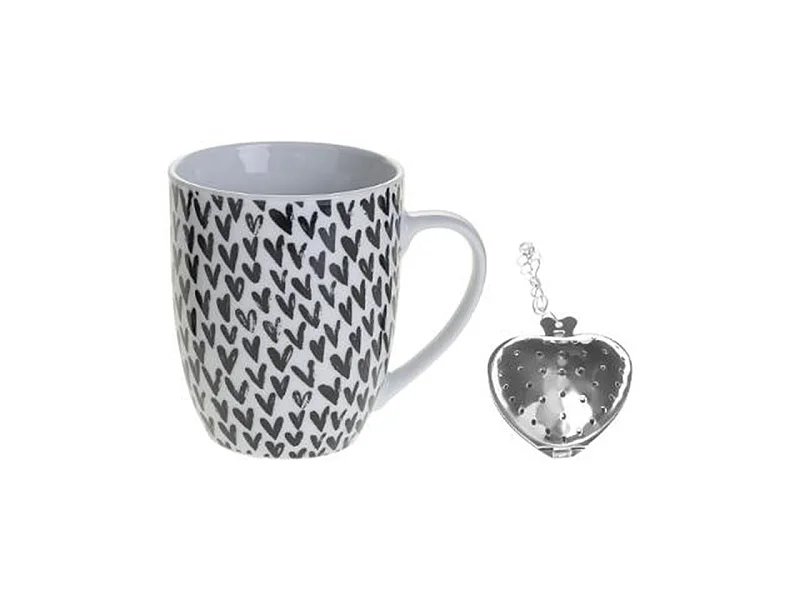 Coffret Mug à Thé "Amor" 36cl Blanc & Noir