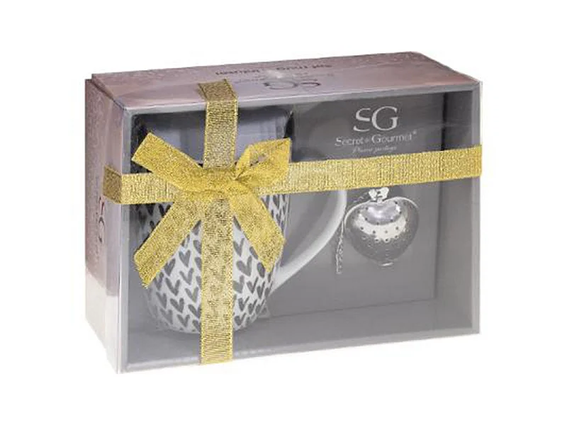 Coffret Mug à Thé "Amor" 36cl Blanc & Noir