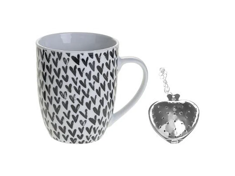 Coffret Mug à Thé "Amor" 36cl Blanc & Noir