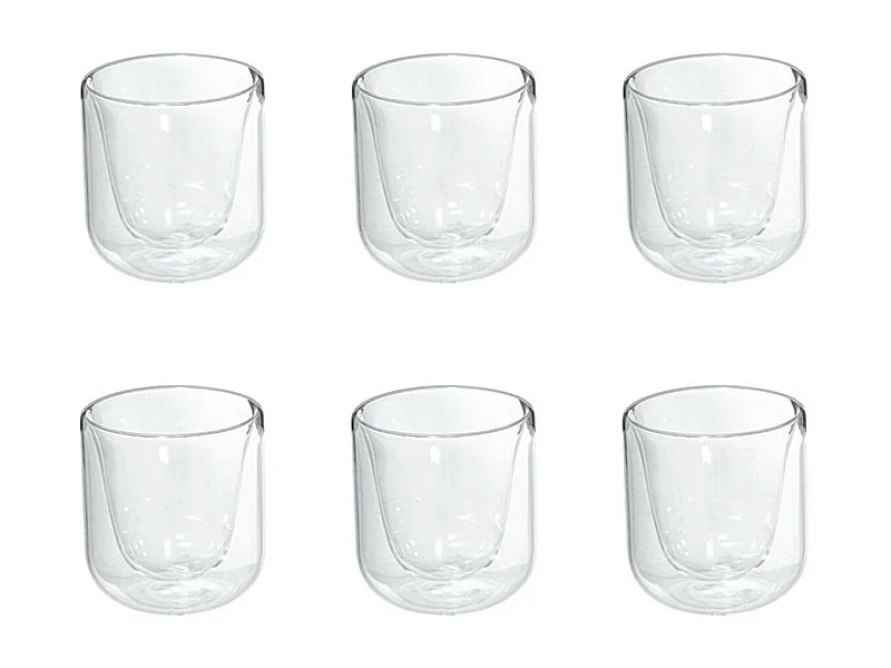 Lot de 6 Tasses Double Paroi "Forte" 20cl Transparent