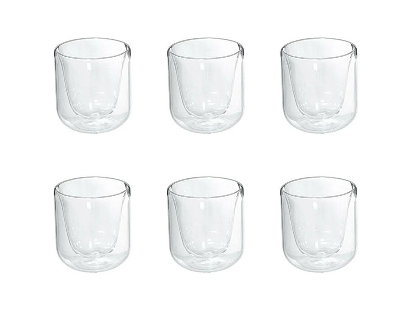 Lot de 6 Tasses Double Paroi "Forte" 20cl Transparent