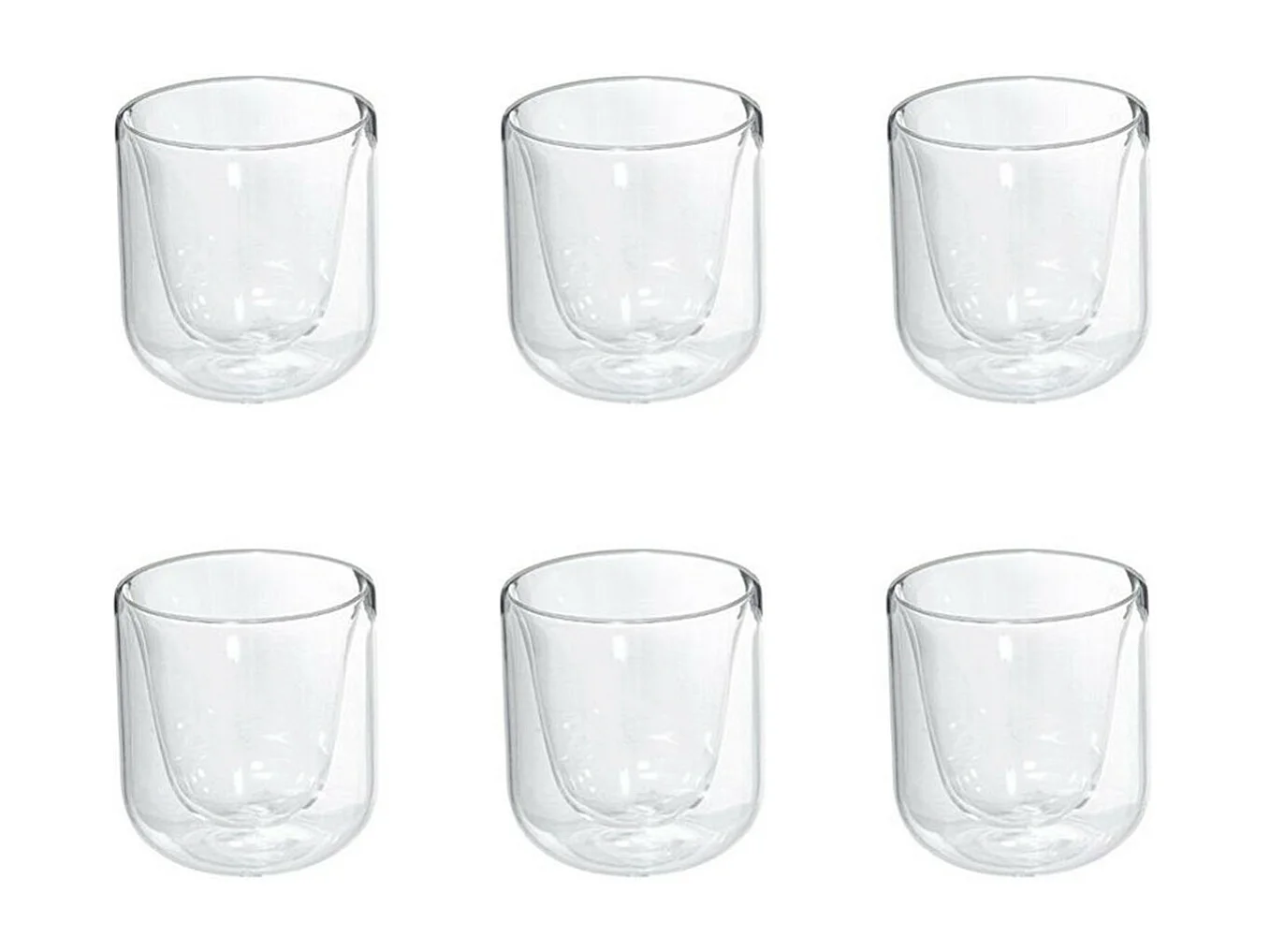 Lot de 6 Tasses Double Paroi "Forte" 20cl Transparent