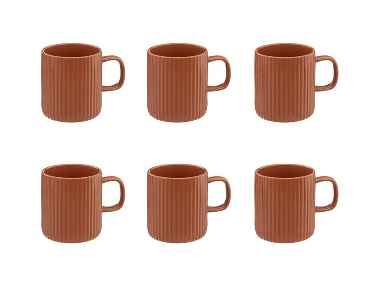 Lot de 6 Mugs "Côtelé" 35cl Terracotta