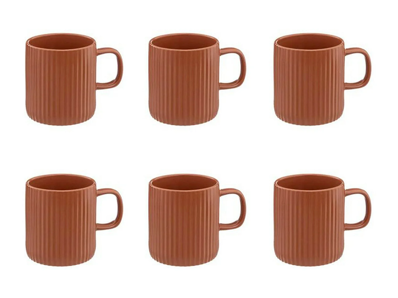 Lot de 6 Mugs "Côtelé" 35cl Terracotta