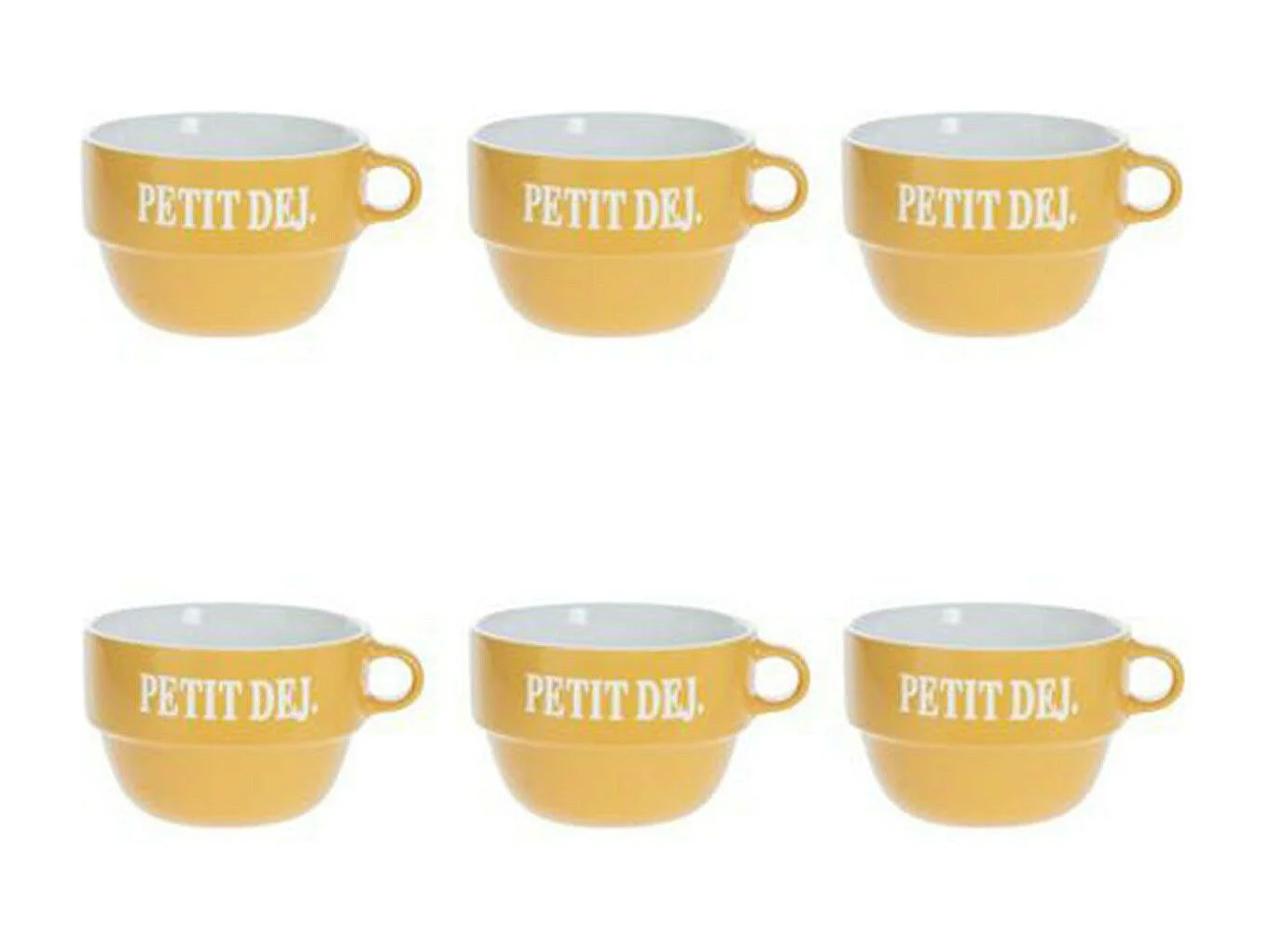Lot de 6 Tasses en Faïence "Coloroma" 62cl Jaune