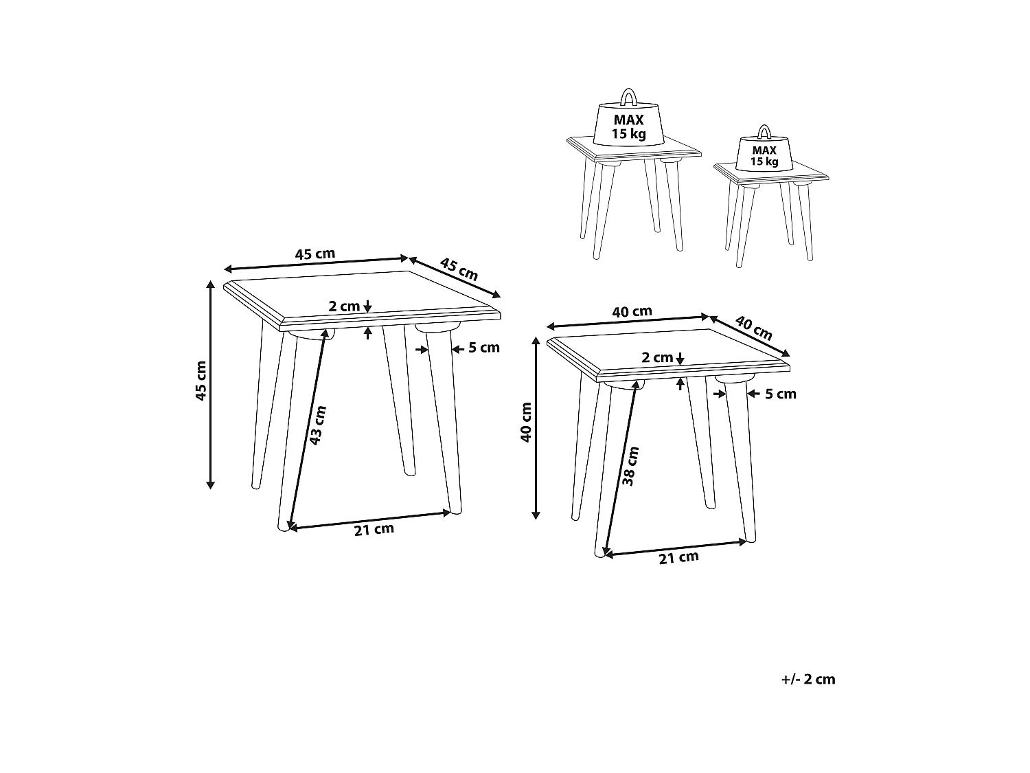 Conjunto de mesas BELIDHA Verde claro