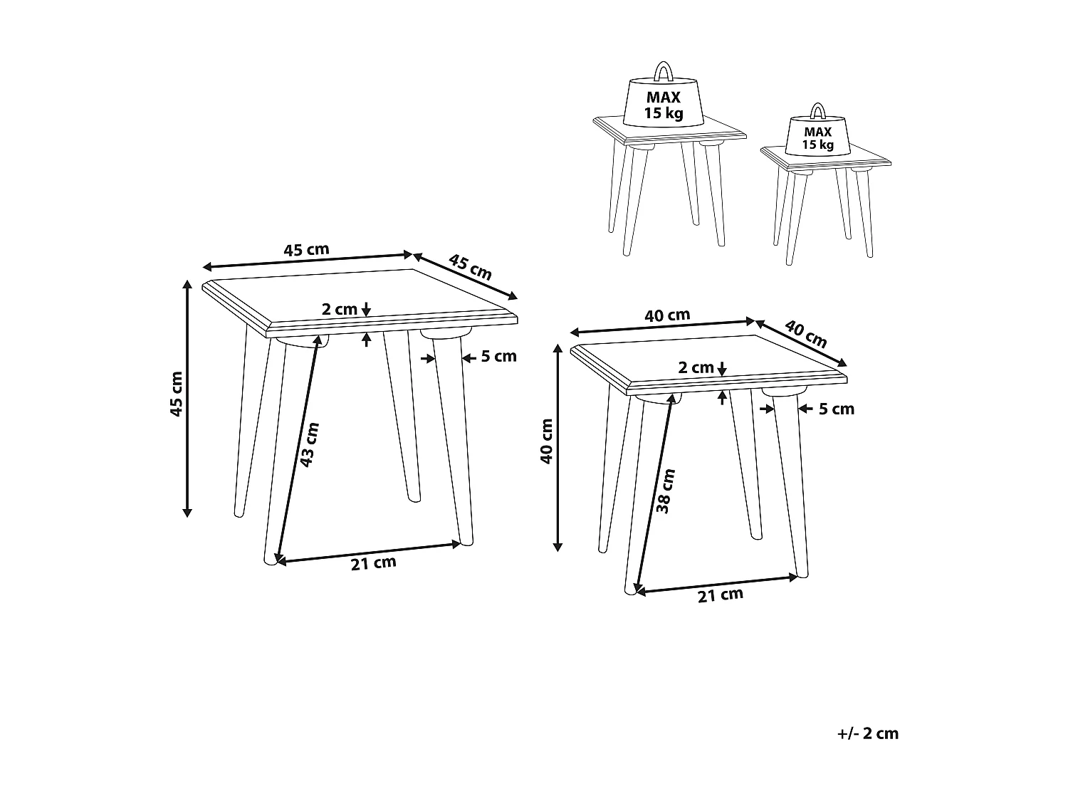 Lot de 2 tables d'appoint BELIDHA Bois de manguier Vert clair