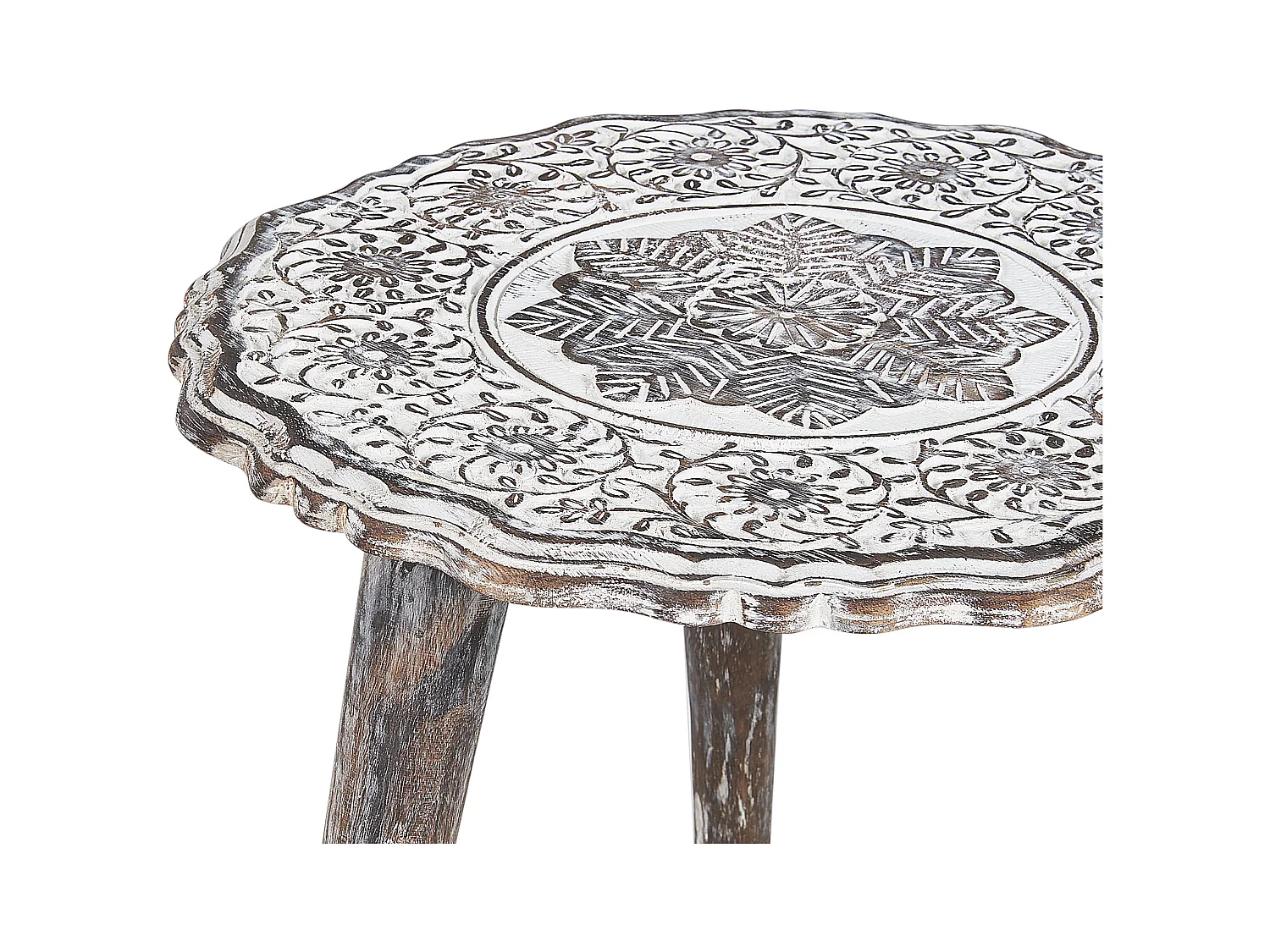 Set van 2 bijzettafels ADRO Mangohout Gebroken wit