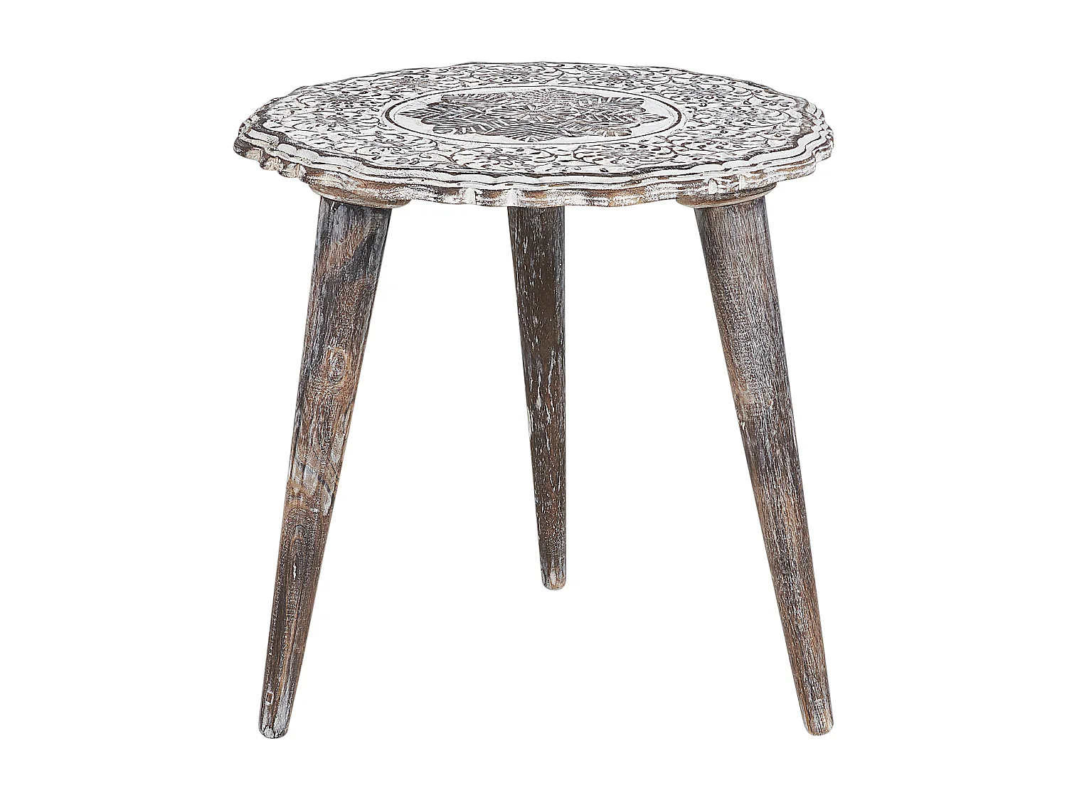 Lot de 2 tables d'appoint ADRO Bois de manguier Blanc cassé