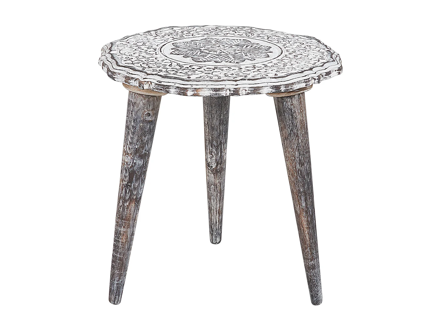 Lot de 2 tables d'appoint ADRO Bois de manguier Blanc cassé