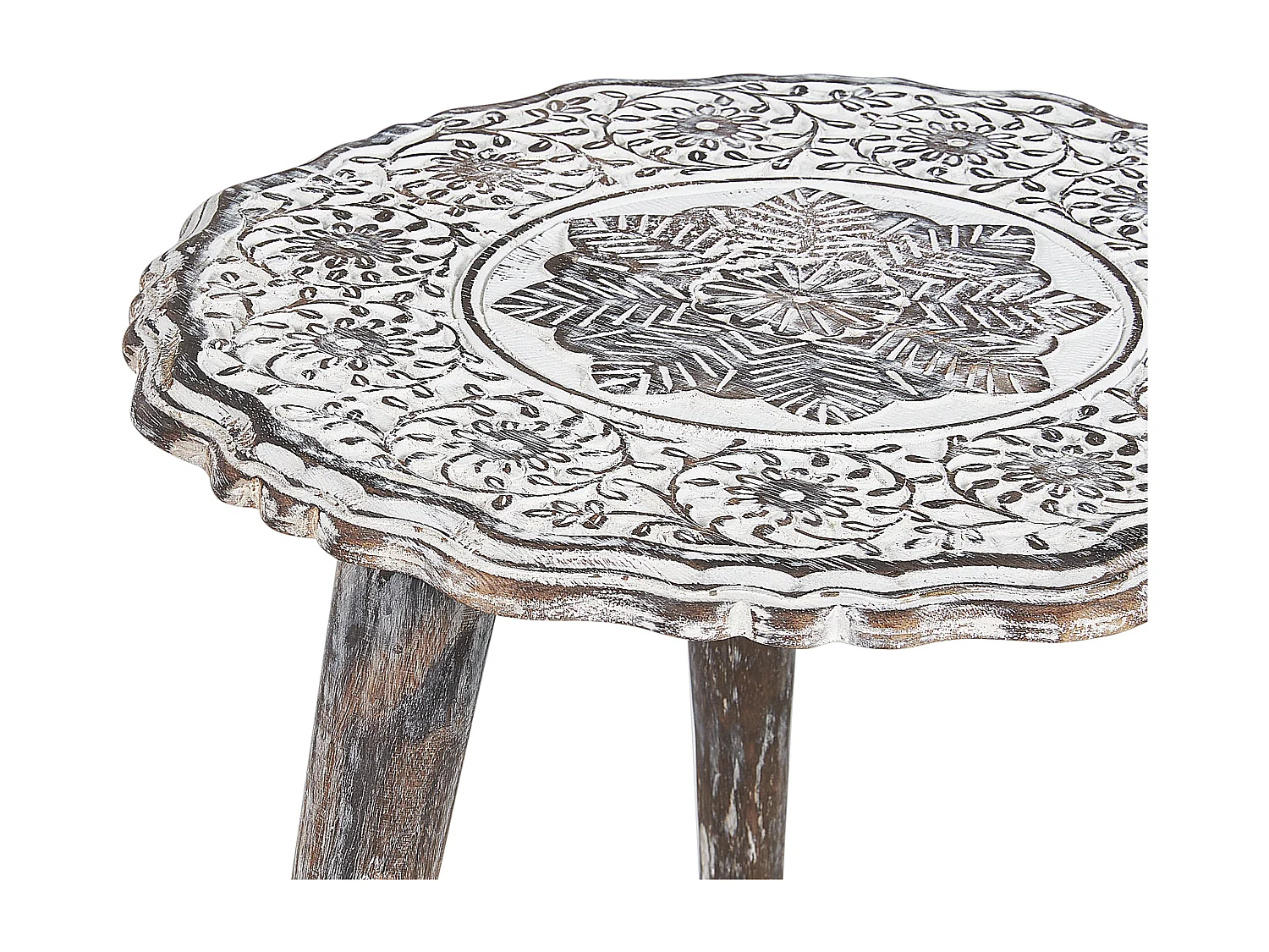 Lot de 2 tables d'appoint ADRO Bois de manguier Blanc cassé