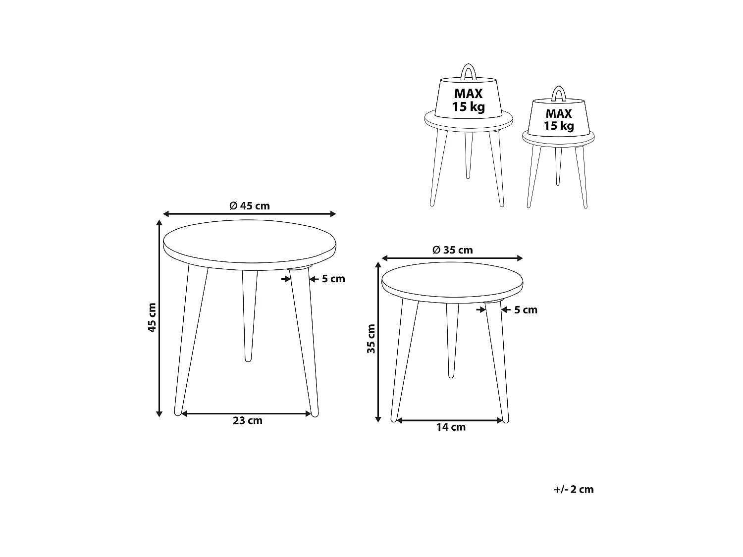 Lot de 2 tables d'appoint UDAY Bois de manguier Blanc
