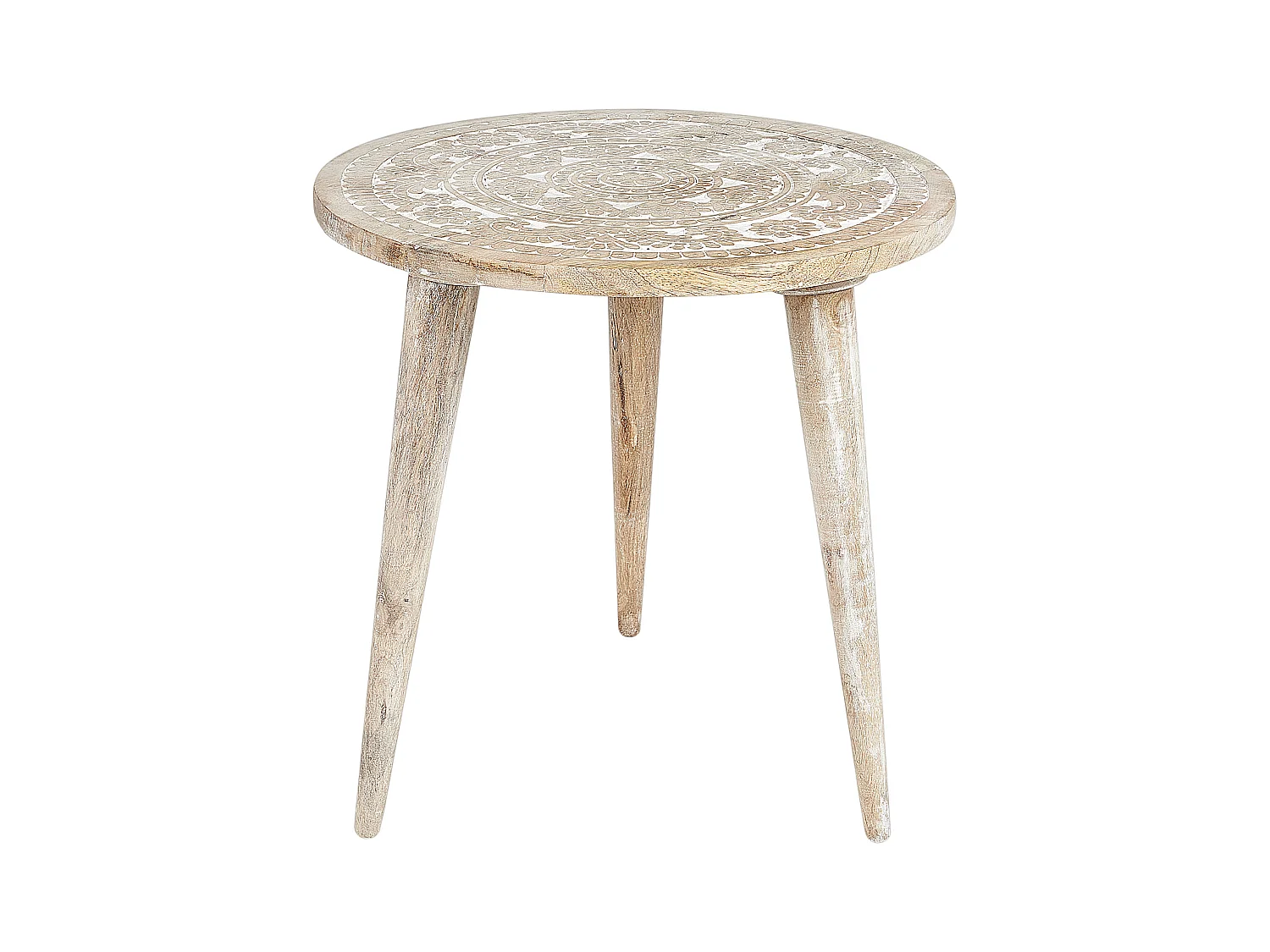 Lot de 2 tables d'appoint UDAY Bois de manguier Blanc