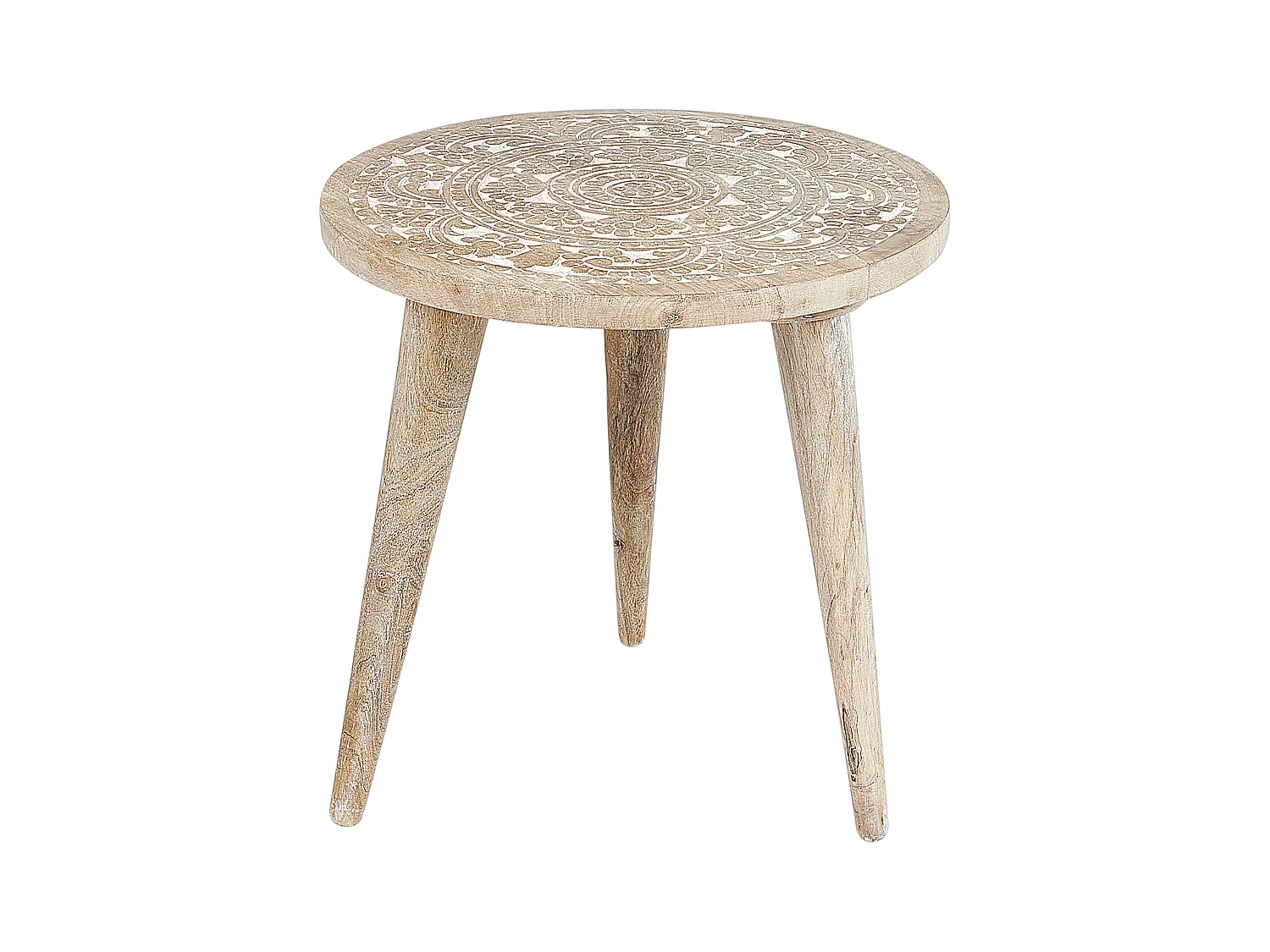 Lot de 2 tables d'appoint UDAY Bois de manguier Blanc